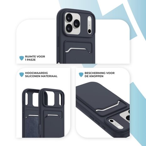 ShieldCase® ShieldCase iPhone 17 Pro Max siliconen hoesje met pasjeshouder (donkerblauw)