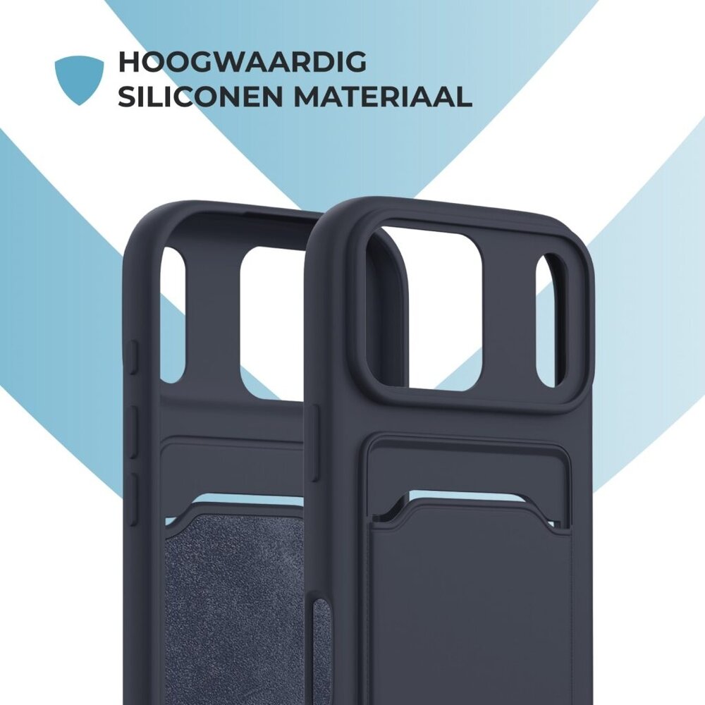ShieldCase® ShieldCase iPhone 17 Pro Max siliconen hoesje met pasjeshouder (donkerblauw)