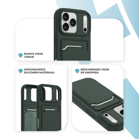 ShieldCase® ShieldCase iPhone 17 Pro Max siliconen hoesje met pasjeshouder (donkergroen)