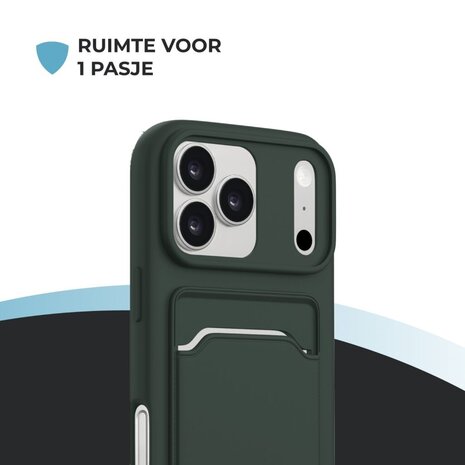 ShieldCase® ShieldCase iPhone 17 Pro Max siliconen hoesje met pasjeshouder (donkergroen)