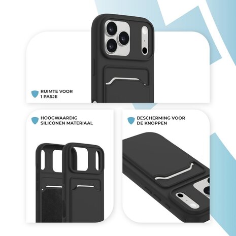ShieldCase® ShieldCase iPhone 17 Pro Max siliconen hoesje met pasjeshouder (zwart)