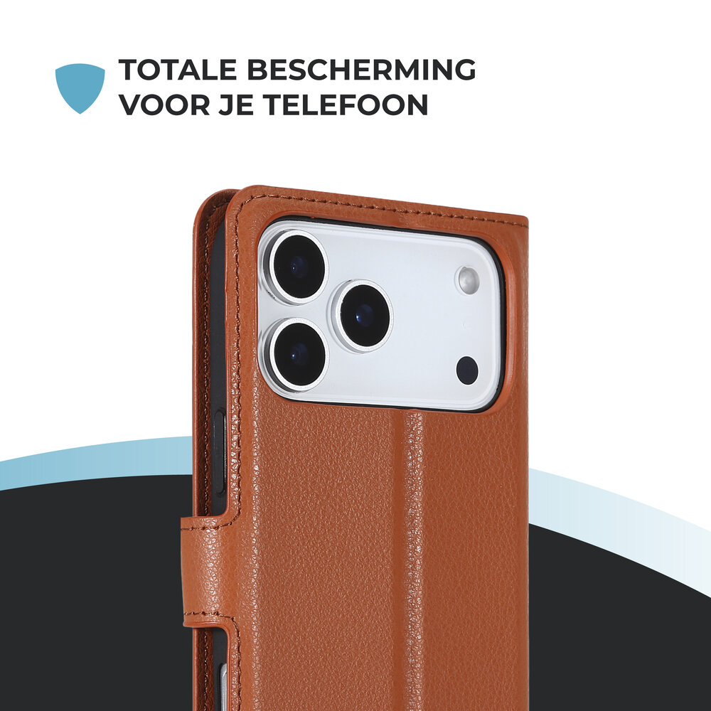 ShieldCase® ShieldCase iPhone 17 Pro Bookcase (bruin) ShieldCase® ShieldCase iPhone 17 Pro Bookcase (bruin)