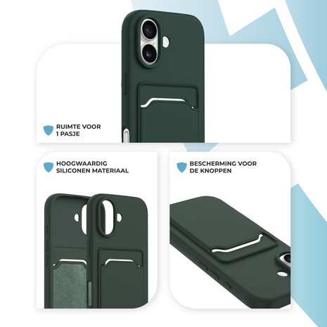 ShieldCase® ShieldCase iPhone 17 siliconen hoesje met pasjeshouder (donkergroen)
