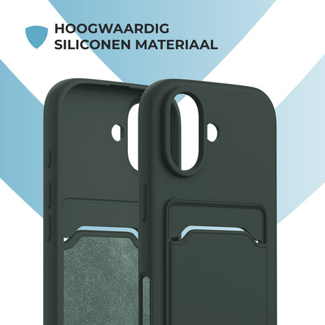 ShieldCase® ShieldCase iPhone 17 siliconen hoesje met pasjeshouder (donkergroen)