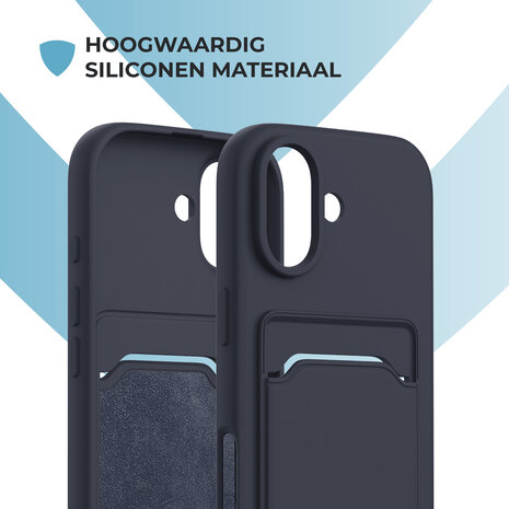 ShieldCase® ShieldCase iPhone 17 siliconen hoesje met pasjeshouder (donkerblauw)