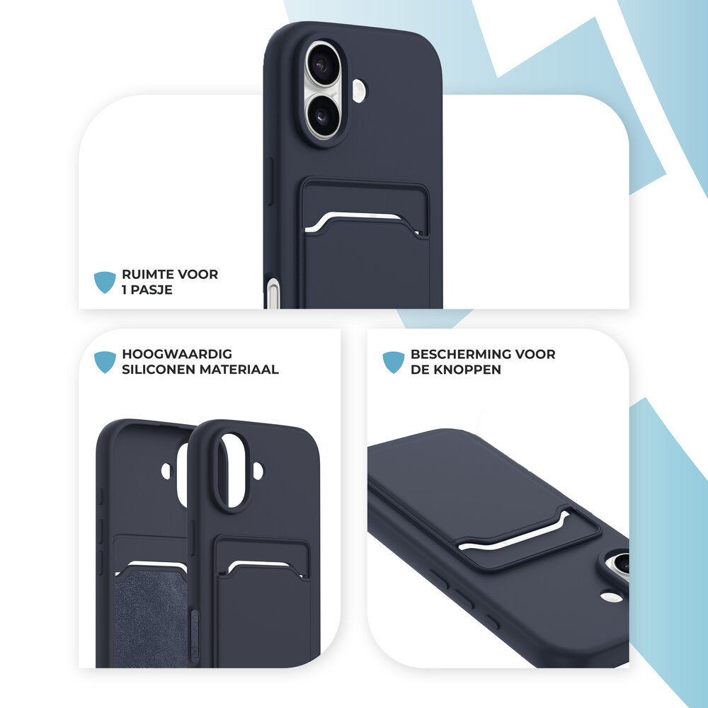 ShieldCase® ShieldCase iPhone 17 siliconen hoesje met pasjeshouder (donkerblauw)