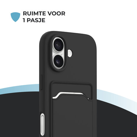 ShieldCase® ShieldCase iPhone 17 siliconen hoesje met pasjeshouder (zwart)