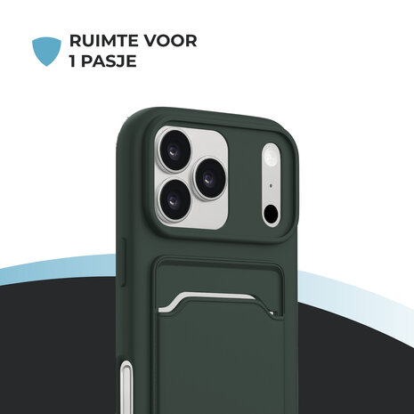 ShieldCase® ShieldCase iPhone 17 Pro siliconen hoesje met pasjeshouder (donkergroen)