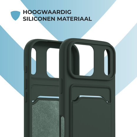 ShieldCase® ShieldCase iPhone 17 Pro siliconen hoesje met pasjeshouder (donkergroen)
