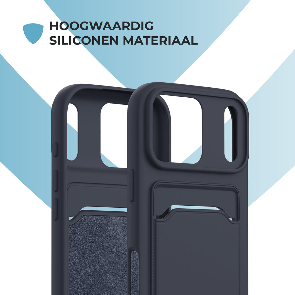 ShieldCase® ShieldCase iPhone 17 Pro siliconen hoesje met pasjeshouder (donkerblauw)