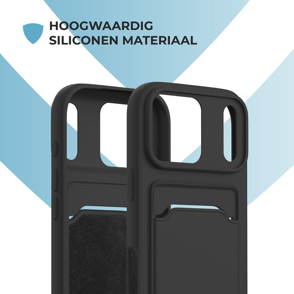 ShieldCase® ShieldCase iPhone 17 Pro siliconen hoesje met pasjeshouder (zwart)