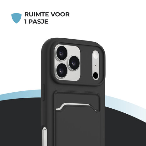 ShieldCase® ShieldCase iPhone 17 Pro siliconen hoesje met pasjeshouder (zwart)
