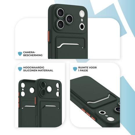 ShieldCase® ShieldCase iPhone 17 Pro Back cover met pasjeshouder (donkergroen) ShieldCase® ShieldCase iPhone 17 Pro Back cover met pasjeshouder (donkergroen)