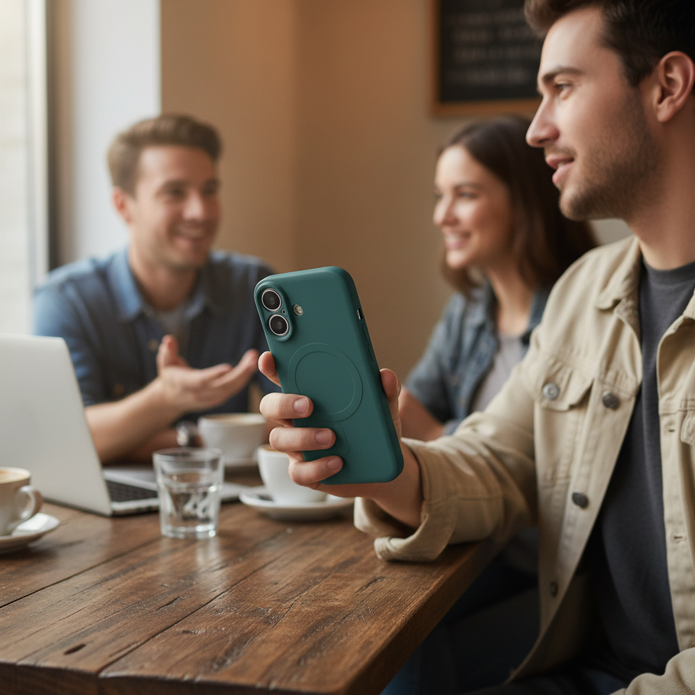 ShieldCase® ShieldCase iPhone 17 Siliconen MagSafe back cover (donkergroen)