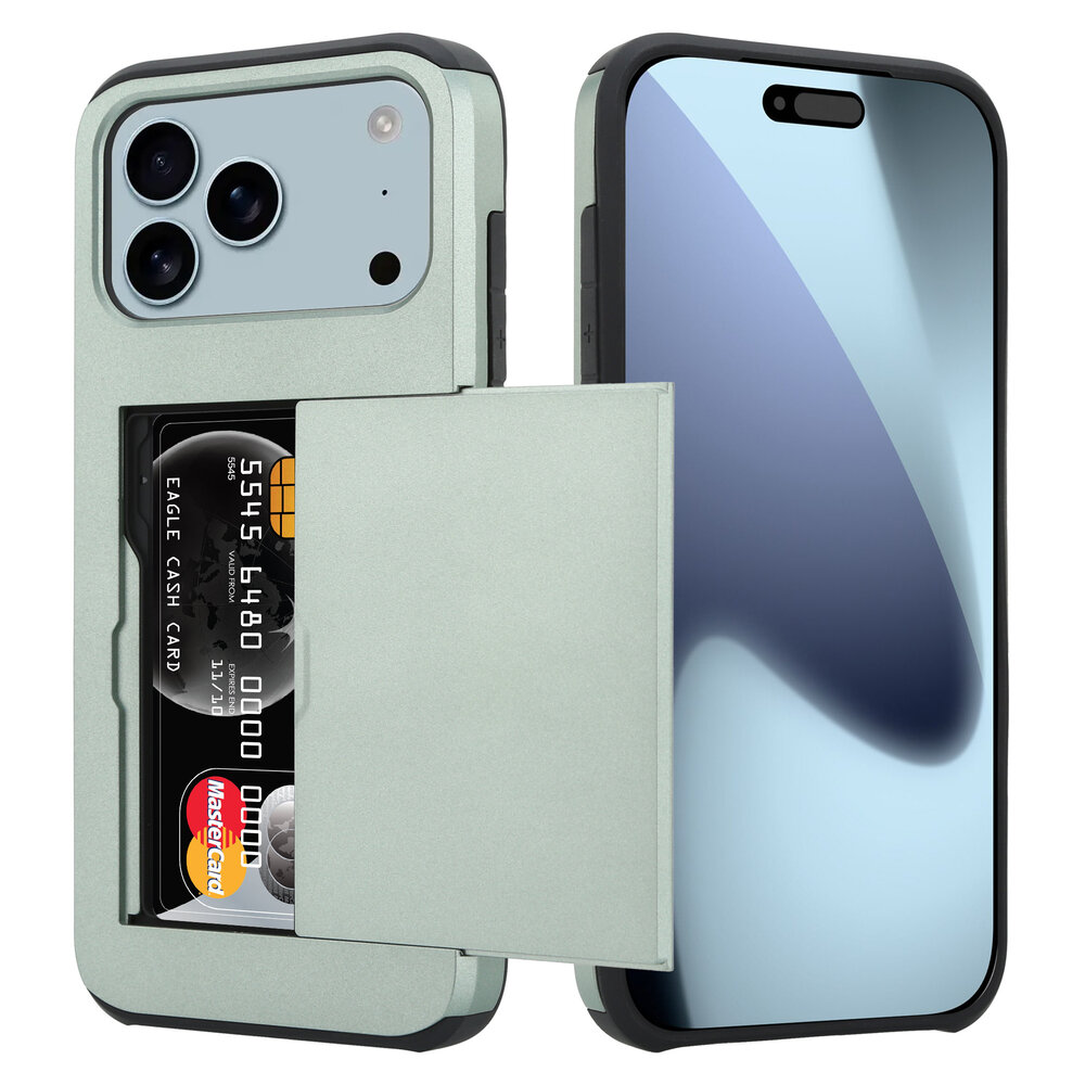 ShieldCase® ShieldCase iPhone 17 Pro Kaarthouder case met slider (donkergroen) ShieldCase® ShieldCase iPhone 17 Pro Kaarthouder case met slider (donkergroen)