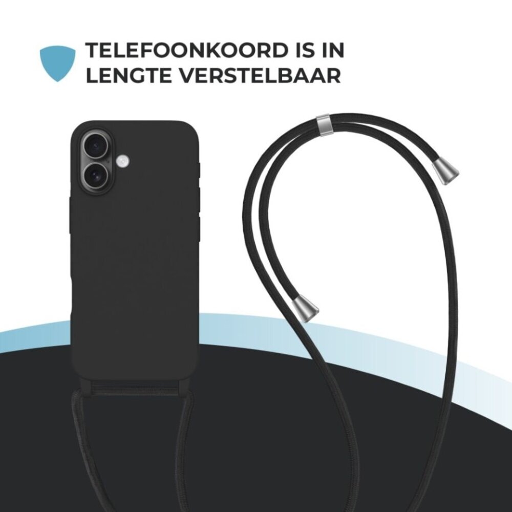 ShieldCase® ShieldCase iPhone 16 hoesje met telefoonkoord (zwart) ShieldCase® ShieldCase iPhone 16 hoesje met telefoonkoord (zwart)