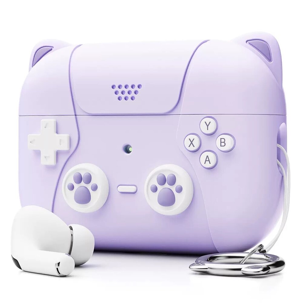 Coverzs Coverzs AirPods Pro / Pro 2 siliconen hoesje 'cute cat' (paars)