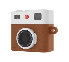 Coverzs AirPods 4 siliconen hoesje 'Camera' (bruin)