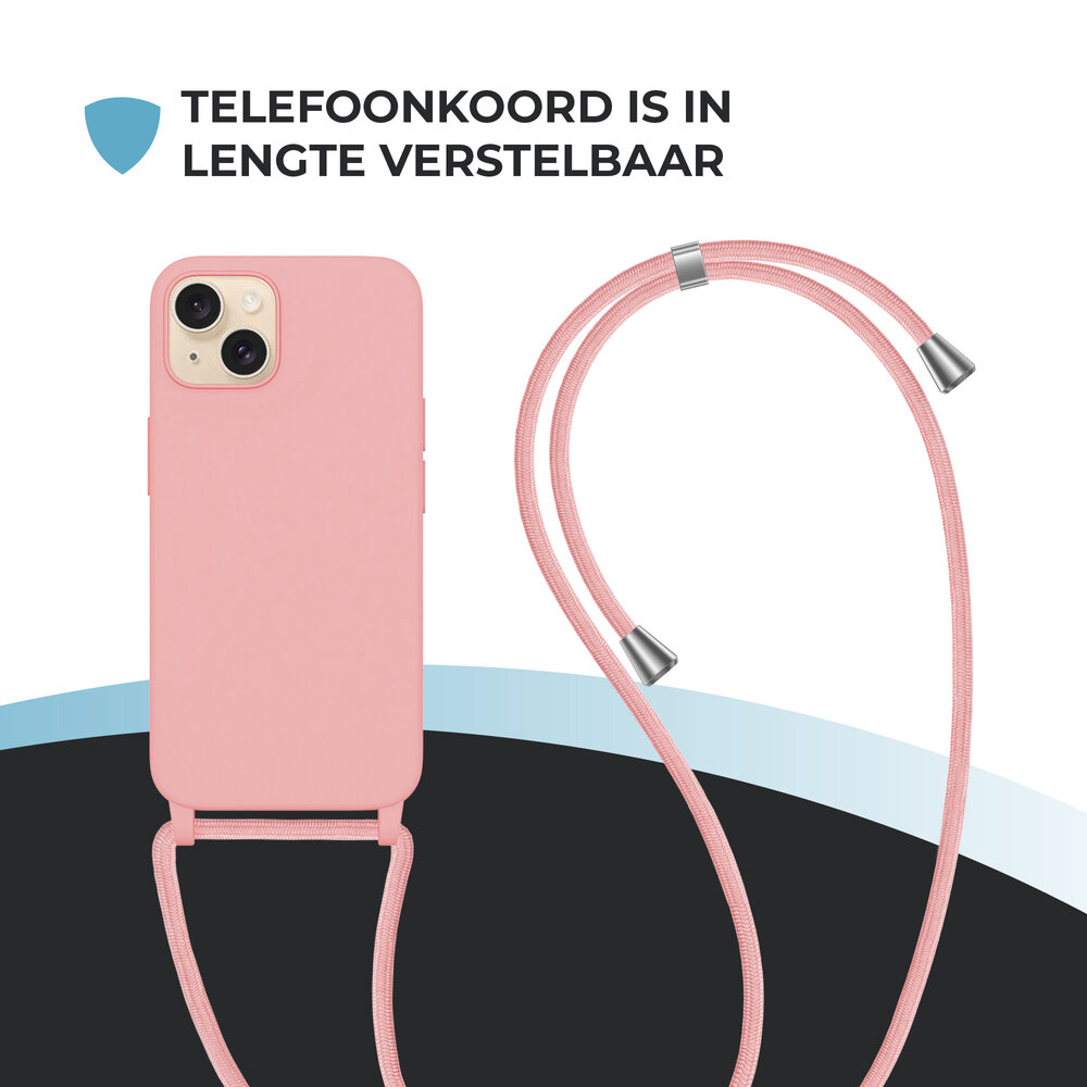 ShieldCase® ShieldCase iPhone 15 hoesje met telefoonkoord (roze) ShieldCase® ShieldCase iPhone 15 hoesje met telefoonkoord (roze)