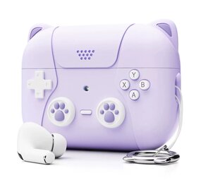 Coverzs Airpods 3 siliconen hoesje 'cute cat' (paars)