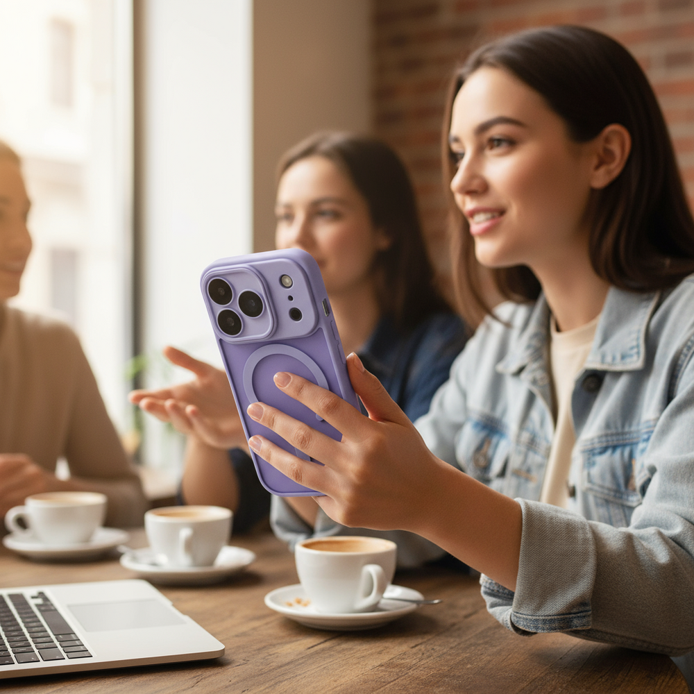 Coverzs Coverzs iPhone 17 Pro Max matte MagSafe case met camera cover (paars) Coverzs Coverzs iPhone 17 Pro Max matte MagSafe case met camera cover (paars)