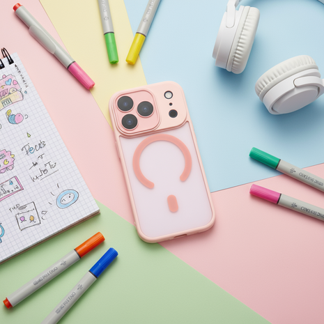 Coverzs Coverzs iPhone 17 Pro matte MagSafe case met camera cover (roze) Coverzs Coverzs iPhone 17 Pro matte MagSafe case met camera cover (roze)