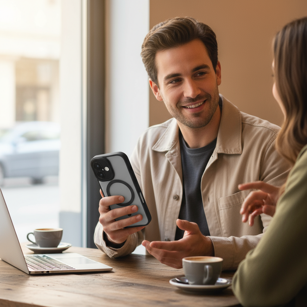 Coverzs Coverzs iPhone 17 matte MagSafe case met camera cover (zwart) Coverzs Coverzs iPhone 17 matte MagSafe case met camera cover (zwart)