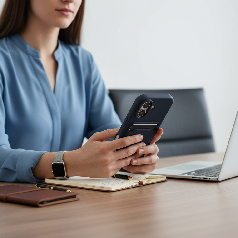 ShieldCase® ShieldCase iPhone 17 siliconen hoesje met pasjeshouder (donkerblauw)