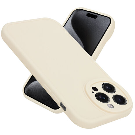 Ceezs Ceezs iPhone 15 Pro Max siliconen TPU hoesje (antiek wit)