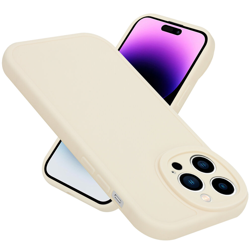 Ceezs Ceezs iPhone 14 Pro Max siliconen TPU hoesje (antiek wit)