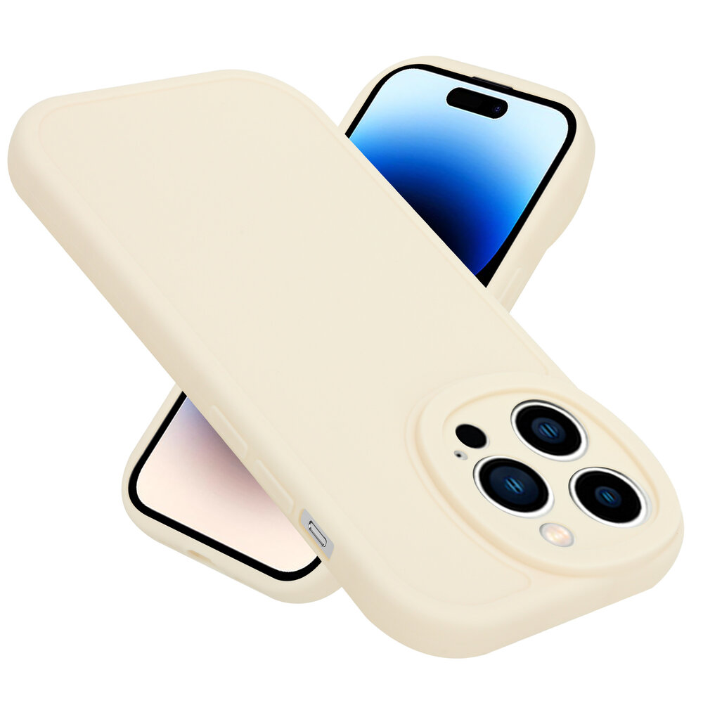 Ceezs Ceezs iPhone 14 Pro siliconen TPU hoesje (antiek wit)