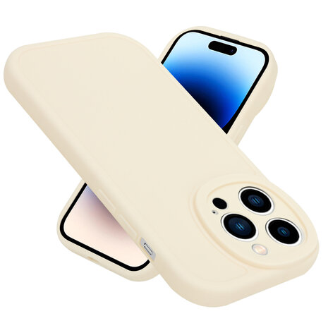 Ceezs Ceezs iPhone 14 Pro siliconen TPU hoesje (antiek wit)