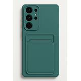 ShieldCase® Samsung Galaxy S25 Ultra siliconen hoesje met pasjeshouder (donkergroen)