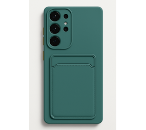 ShieldCase® Samsung Galaxy S25 Ultra siliconen hoesje met pasjeshouder (donkergroen)