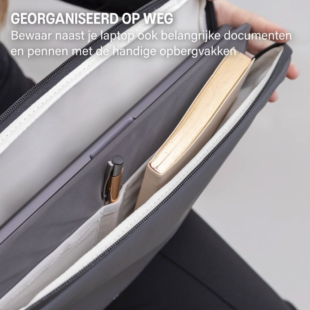 Coverzs Coverzs Nylon & PU leren laptop sleeve - 14 Inch (zwart) Coverzs Coverzs Nylon & PU leren laptop sleeve - 14 Inch (zwart)