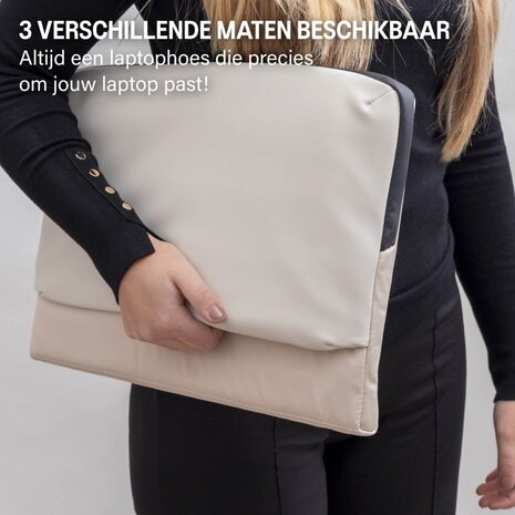 Coverzs Coverzs Nylon & PU leren laptop sleeve - 13 Inch (beige) Coverzs Coverzs Nylon & PU leren laptop sleeve - 13 Inch (beige)