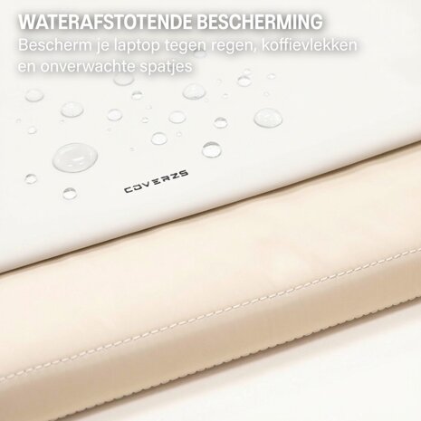 Coverzs Coverzs Nylon & PU leren laptop sleeve - 15,6 Inch (beige) Coverzs Coverzs Nylon & PU leren laptop sleeve - 15,6 Inch (beige)