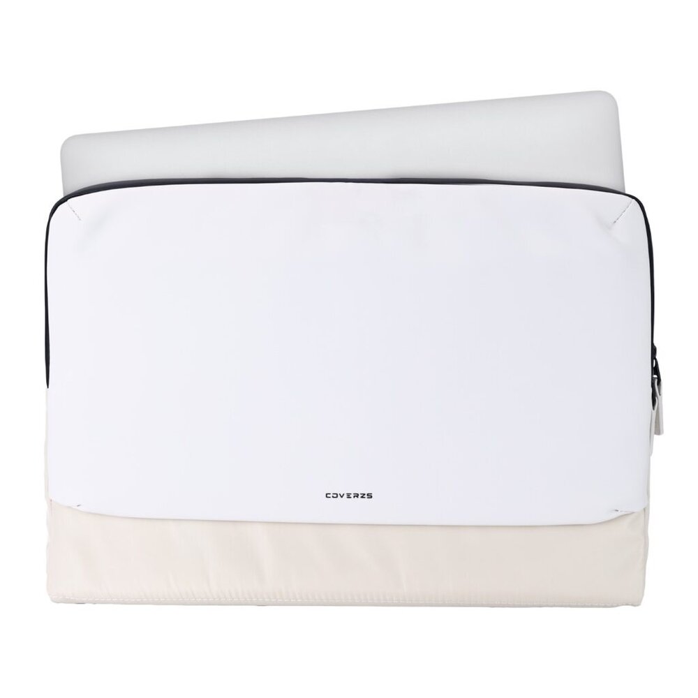 Coverzs Coverzs Nylon & PU leren laptop sleeve - 15,6 Inch (beige) Coverzs Coverzs Nylon & PU leren laptop sleeve - 15,6 Inch (beige)