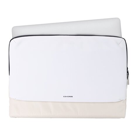 Coverzs Coverzs Nylon & PU leren laptop sleeve - 15,6 Inch (beige) Coverzs Coverzs Nylon & PU leren laptop sleeve - 15,6 Inch (beige)