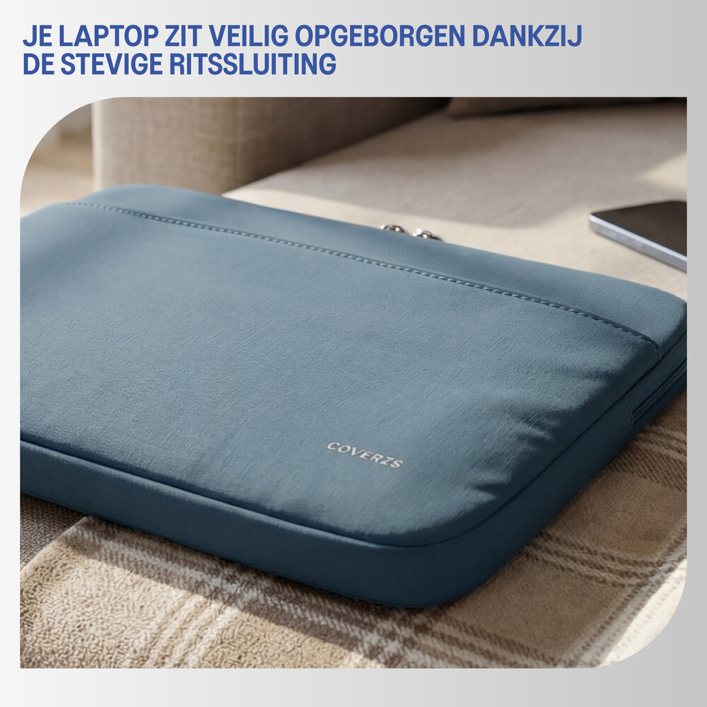 Coverzs Coverzs Luxe laptop sleeve met extra vak - 15,6 Inch (blauw)