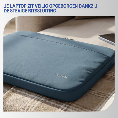 Coverzs Coverzs Luxe laptop sleeve met extra vak - 14 Inch (blauw)