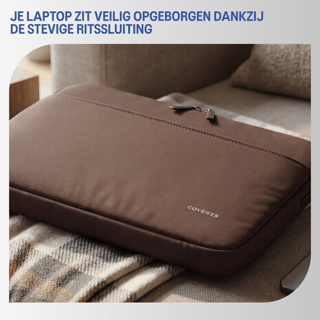 Coverzs Coverzs Luxe laptop sleeve met extra vak - 13 Inch (bordeaux)