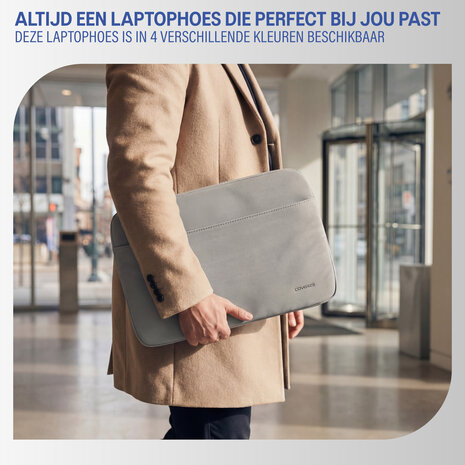 Coverzs Coverzs Luxe laptop sleeve met extra vak - 14 Inch (lichtgrijs)