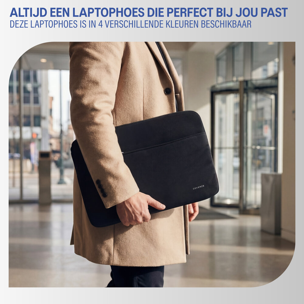 Coverzs Coverzs Luxe laptop sleeve met extra vak - 13 Inch (zwart)