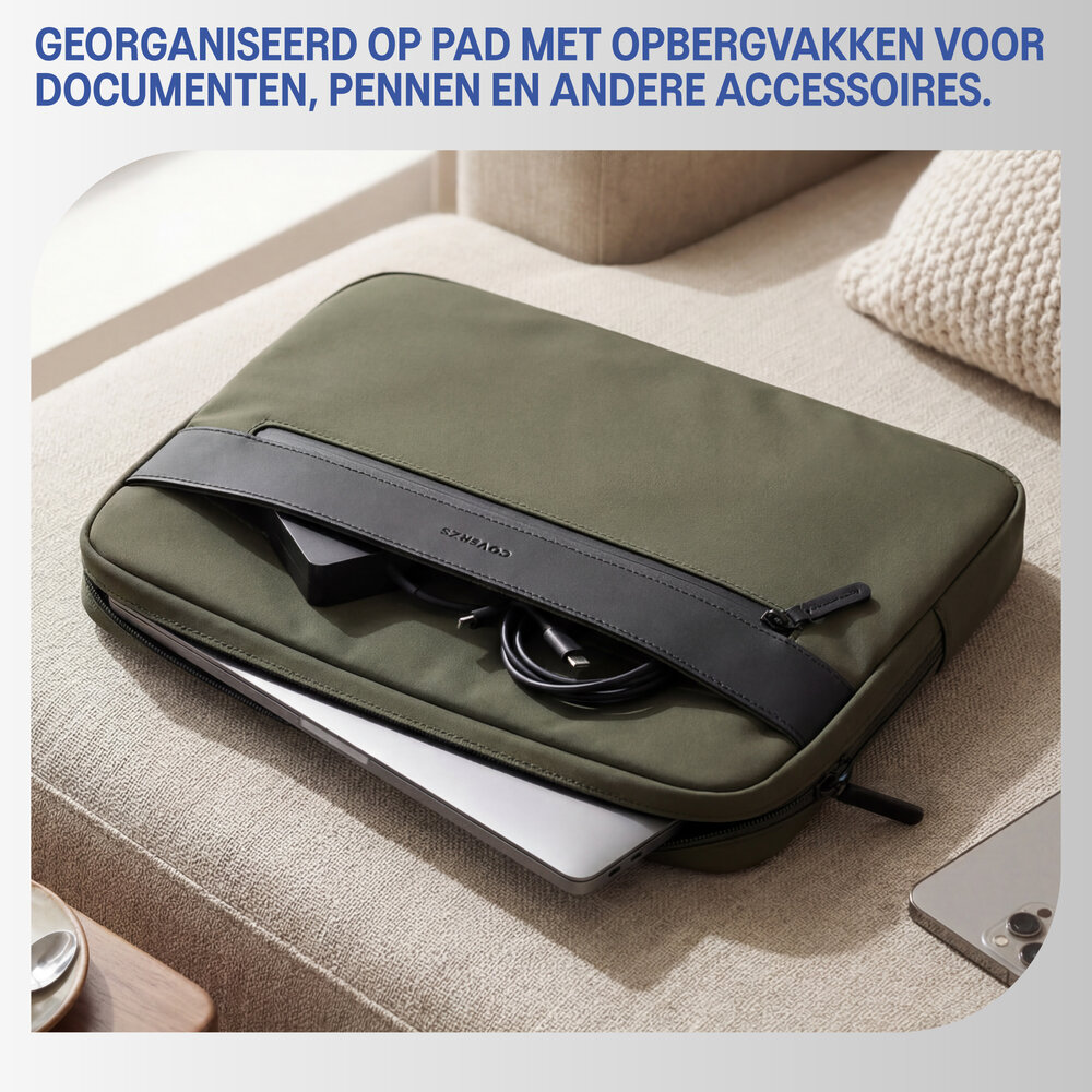 Coverzs Coverzs Nylon canvas laptoptas - 13 Inch (donkergroen)