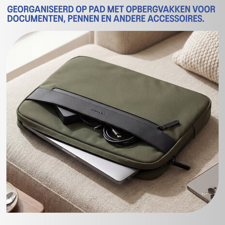 Coverzs Coverzs Nylon canvas laptoptas - 13 Inch (donkergroen)