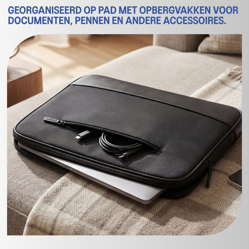 Coverzs Coverzs PU leren laptoptas - 13 inch (zwart)