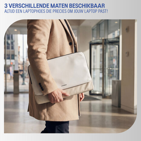 Coverzs Coverzs Nylon & PU leren laptop sleeve - 14 Inch (beige)