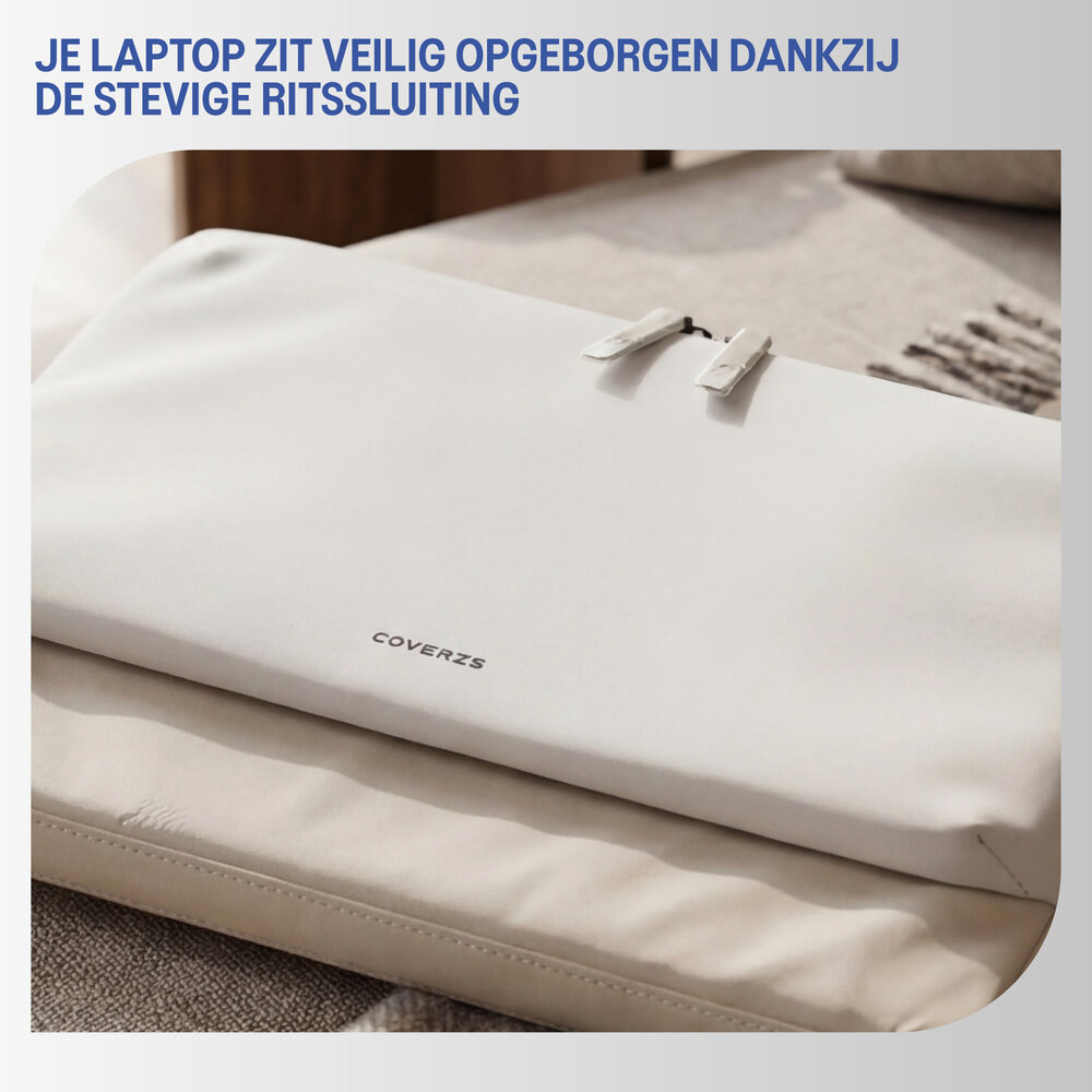 Coverzs Coverzs Nylon & PU leren laptop sleeve - 13 Inch (beige)