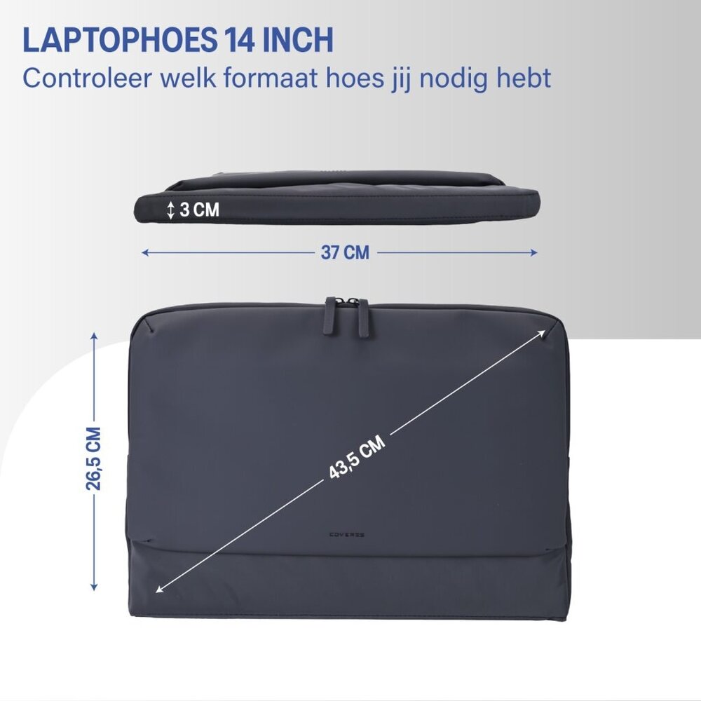Coverzs Coverzs Nylon & PU leren laptop sleeve - 14 Inch (zwart)